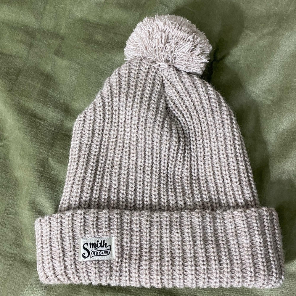 Smith & Rogue beanie Pom waffle cut hat cap thick warm